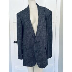 City Casuals By Haggar Black Tweed Lined Sports Coat Blazer Jacket Mens 42